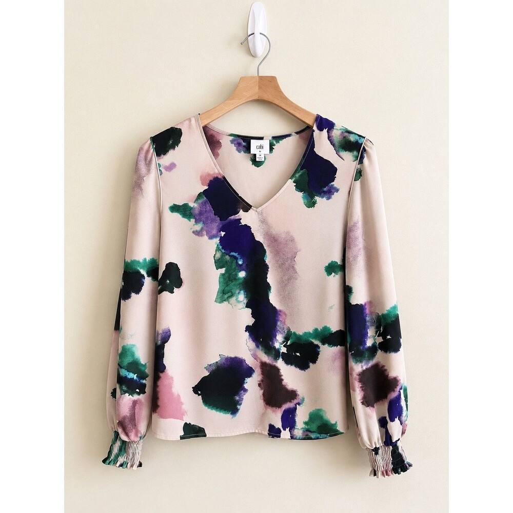 CAbi Style 4341 Mystic Blouse Long Sleeve Smocked Cuffs Size M